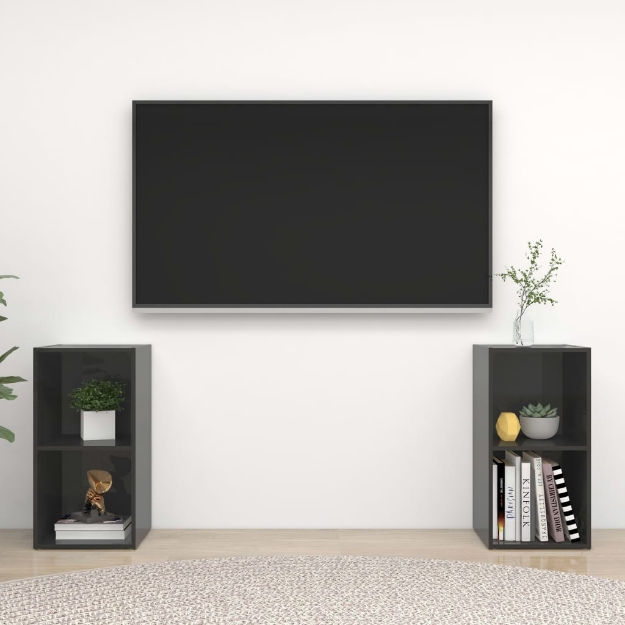 Mobili Porta TV 2 pz Grigio Lucido 72x35x36,5 cm in Truciolato