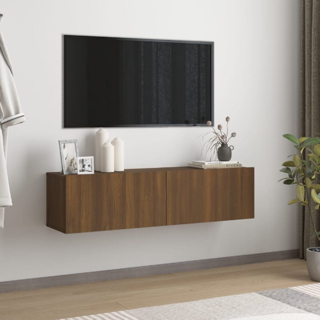 Mobile TV Muro Rovere Marrone 120x30x30cm Legno Multistrato