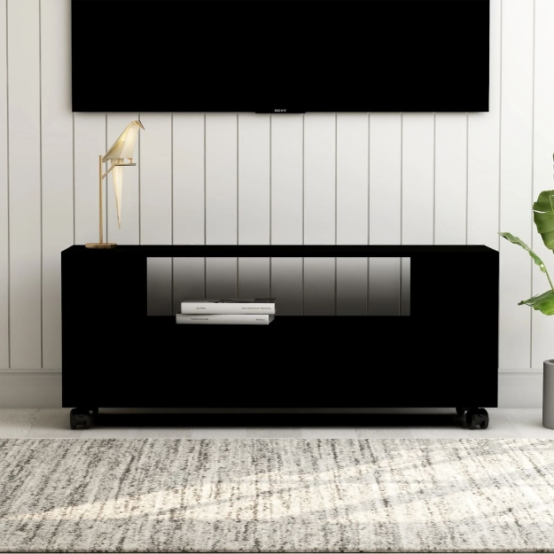 Mobile Porta TV Nero 120x35x48 cm in Legno Multistrato