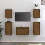 Mobili Porta TV 5 pz Miele in Legno Massello di Pino