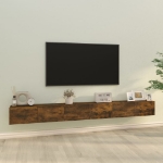 Set Mobili Porta TV 3 pz Rovere Fumo in Legno Multistrato