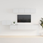 Set di Mobili Porta TV 5 pz Bianco Lucido in Legno Multistrato