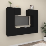 Set Mobili Porta TV 6 pz Nero in Legno Multistrato