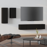 Set Mobili Porta TV 4 pz Nero in Legno Multistrato