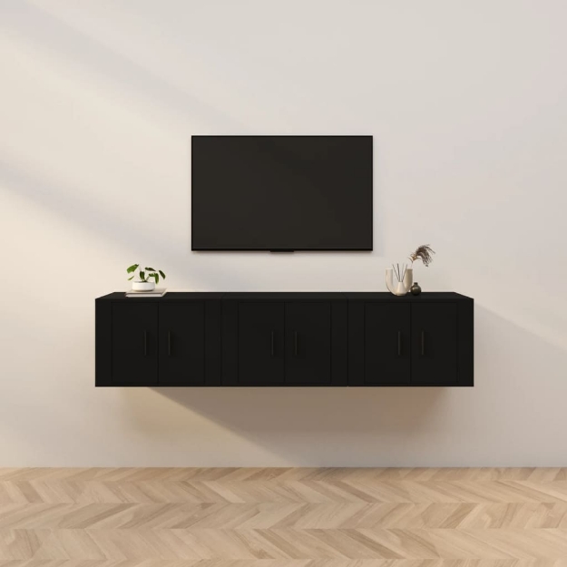 Mobili Porta TV a Parete 3 pz Nero 57x34,5x40 cm