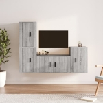 Set di Mobili Porta TV 4 pz Grigio Sonoma in Legno Multistrato