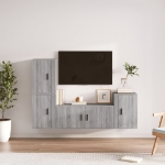 Set di Mobili Porta TV 4 pz Grigio Sonoma in Legno Multistrato