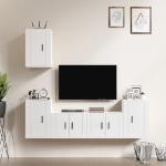 Set di Mobili Porta TV 5 pz Bianco Lucido in Legno Multistrato