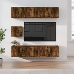 Set di Mobili Porta TV 7 pz Rovere Fumo in Legno Multistrato