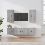 Set di Mobili Porta TV 5 pz Grigio Sonoma in Legno Multistrato