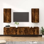 Set di Mobili Porta TV 4 pz Rovere Fumo in Legno Multistrato