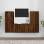 Set Mobili Porta TV 3 pz Rovere Marrone in Legno Multistrato