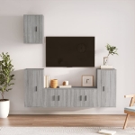 Set di Mobili Porta TV 5 pz Grigio Sonoma in Legno Multistrato