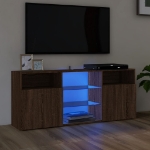 Mobile Porta TV con Luci LED Rovere Marrone 120x30x50 cm