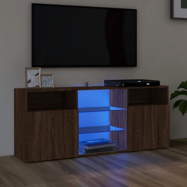 Mobile Porta TV con Luci LED Rovere Marrone 120x30x50 cm