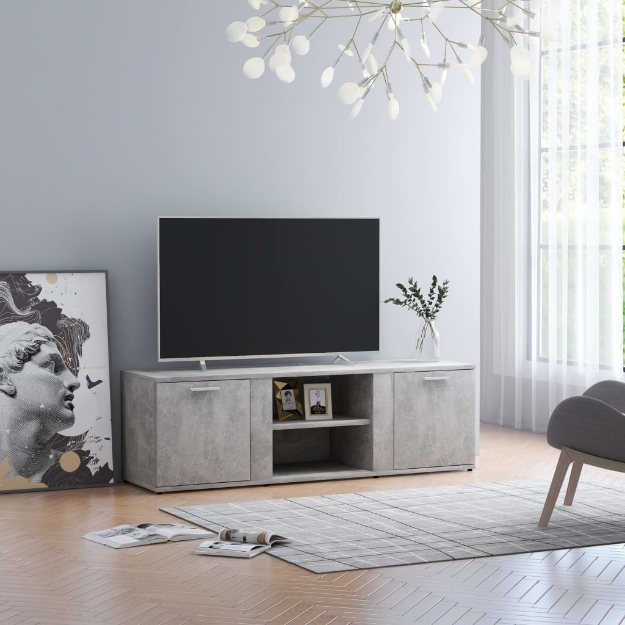 Mobile Porta TV Grigio Cemento 120x34x37cm in Legno Multistrato