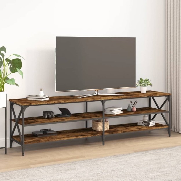 Mobile Porta TV Rovere Fumo 180x40x50 cm in Legno Multistrato