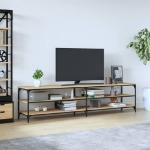 Mobile TV Rovere Sonoma 200x30x50cm Legno Multistrato e Metallo