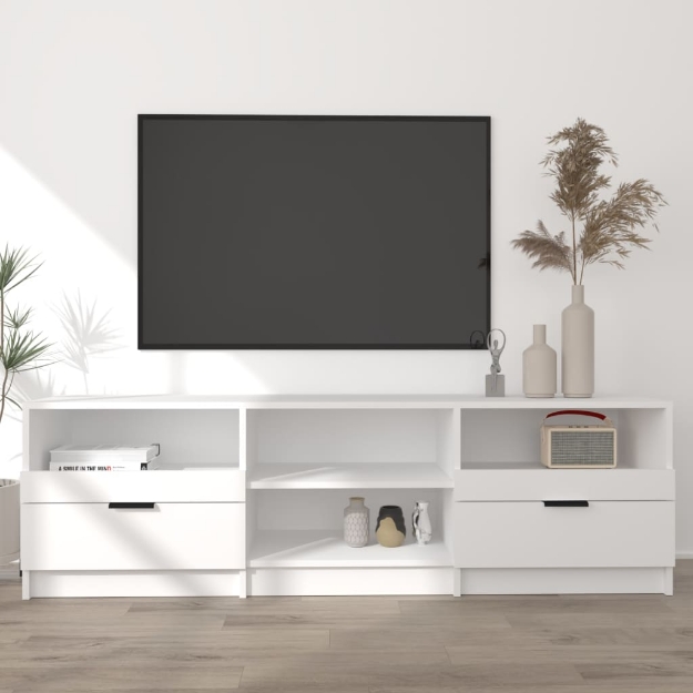 Mobile Porta TV Bianco 150x33,5x45 cm in Legno Multistrato