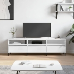 Mobile Porta TV Bianco Lucido 150x30x44,5 cm Legno Multistrato