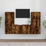 Set Mobili Porta TV 3 pz Rovere Fumo in Legno Multistrato