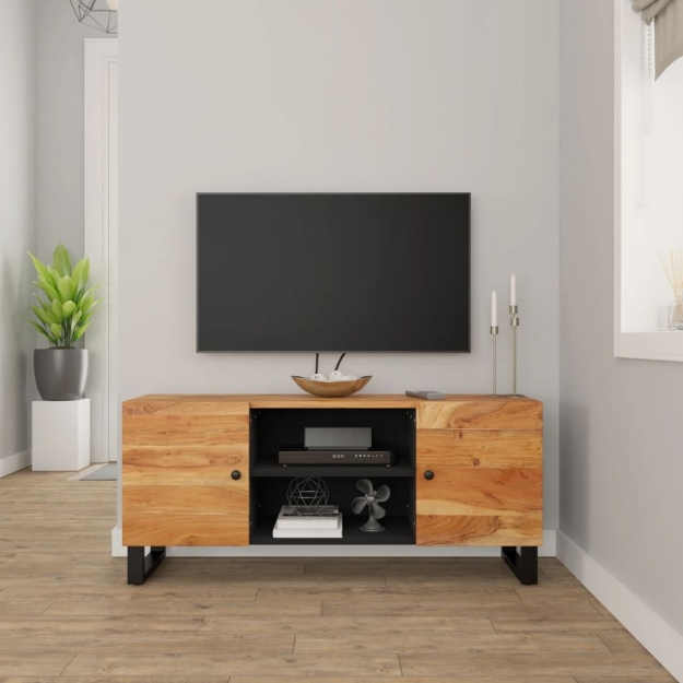 Mobile Porta TV 105x33x46 cm in Legno Massello di Acacia