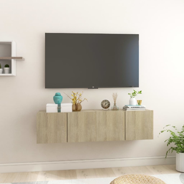 Mobili Porta TV Pensili 2pz Rovere Sonoma 60x30x30 cm