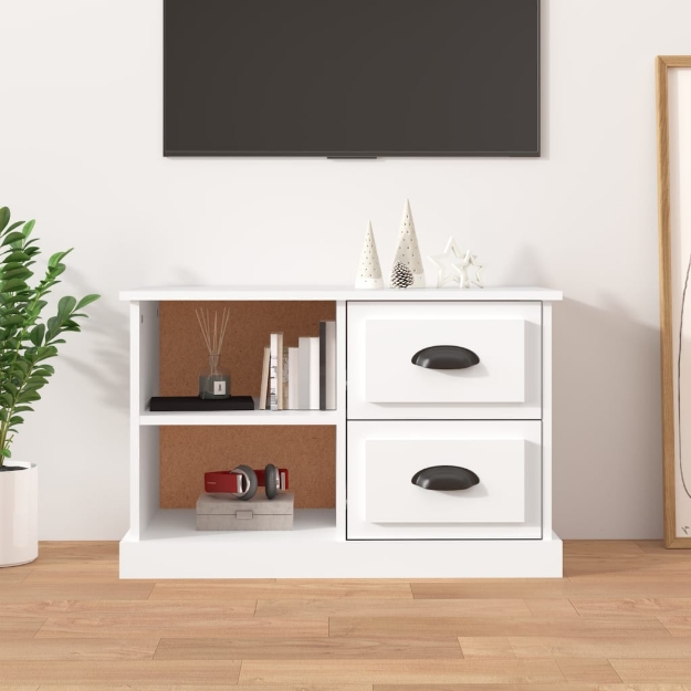 Mobile Porta TV Bianco 73x35,5x47,5 cm in Legno Multistrato