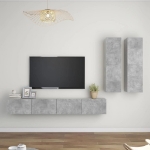 Set di Mobili Porta TV 4 pz Grigio Cemento in Legno Multistrato