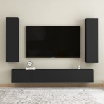 Set Mobili Porta TV 4 pz Nero in Legno Multistrato