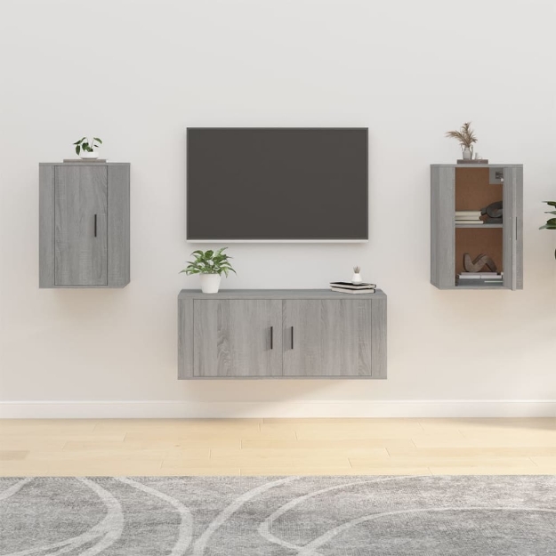 Mobili Porta TV a Parete 2 pz Grigio Sonoma 40x34,5x60 cm