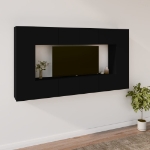 Set Mobili Porta TV 8pz Nero in Legno Multistrato