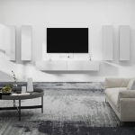 Set di Mobili Porta TV 6 pz Bianco Lucido in Legno Multistrato