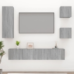 Set di Mobili Porta TV 5 pz Grigio Sonoma in Legno Multistrato