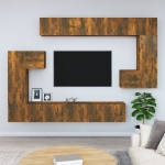 Mobile Porta TV a Parete Rovere Fumo in Legno Multistrato