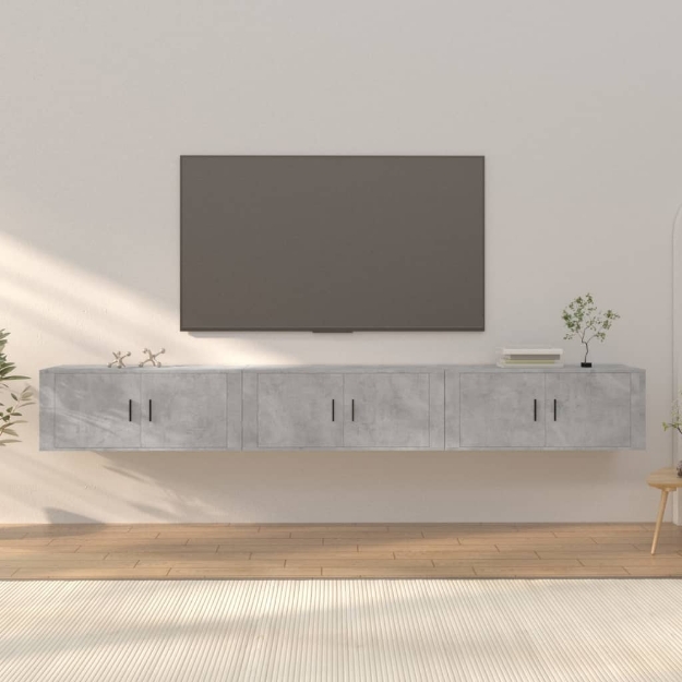 Mobili Porta TV a Parete 3 pz Grigio Cemento 100x34,5x40 cm