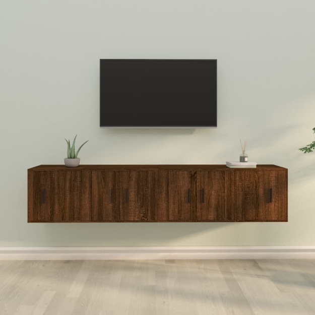 Set Mobili Porta TV 4 pz Rovere Marrone in Legno Multistrato