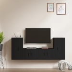 Set Mobili Porta TV 4 pz Nero in Legno Multistrato