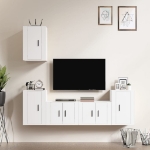 Set di Mobili Porta TV 5 pz Bianco in Legno Multistrato