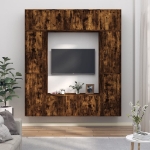 Set Mobili Porta TV 8 pz Rovere Fumo in Legno Multistrato