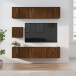 Set Mobili Porta TV 7 pz Rovere Marrone in Legno Multistrato