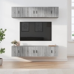 Set di Mobili Porta TV 6 pz Grigio Sonoma in Legno Multistrato