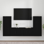 Set Mobili Porta TV 4 pz Nero in Legno Multistrato