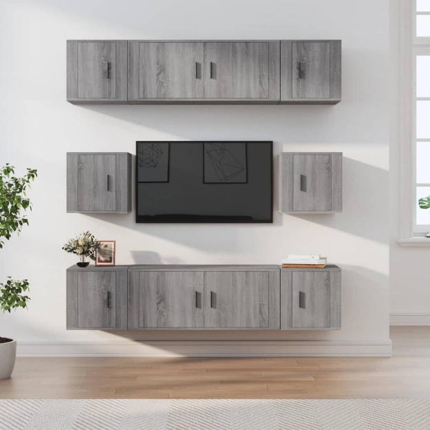 Set Mobili Porta TV 8pz Grigio Sonoma in Legno Multistrato