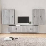 Set di Mobili Porta TV 6 pz Grigio Sonoma in Legno Multistrato