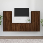 Set Mobili Porta TV 3 pz Rovere Marrone in Legno Multistrato