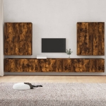 Set di Mobili Porta TV 7 pz Rovere Fumo in Legno Multistrato