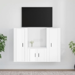 Set Mobili Porta TV 3 pz Bianco Lucido in Legno Multistrato