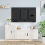 Set di Mobili Porta TV 2 pz Bianco Lucido in Legno Multistrato