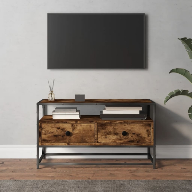 Mobile Porta TV Rovere Fumo 80x35x45 cm in Legno Multistrato